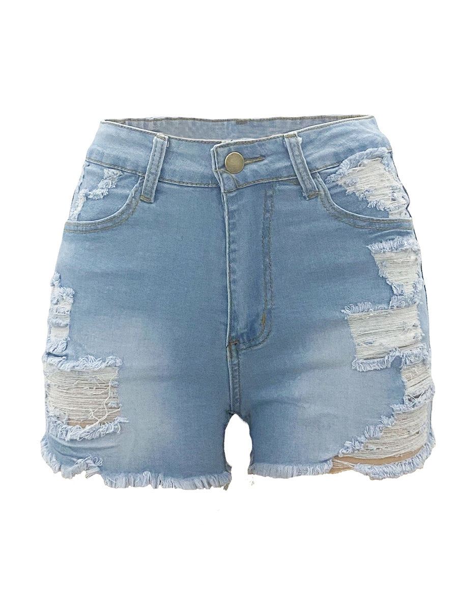 High Waist Ripped Denim Shorts - Summer Style for Women