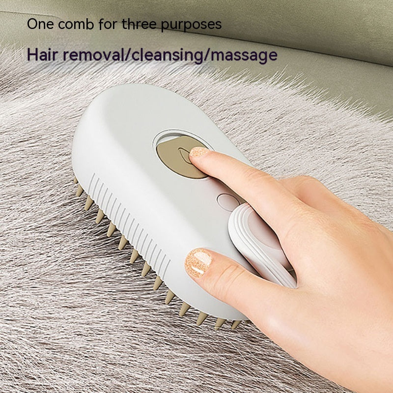 Electric Steam Brush for Cats and Dog-3in 1 Grooming and Massage Tool