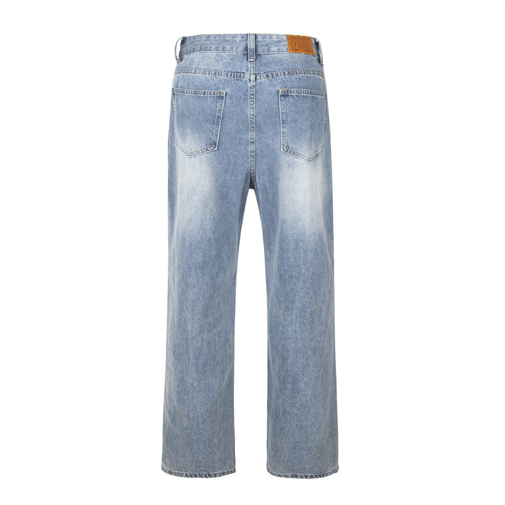 Graffiti-Print Ripped Jeans-Oversized Streetwear for woman