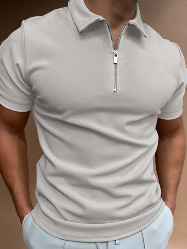 Men's Casual Polo T-Shirt with Zipper -Lightweight & Comfortable