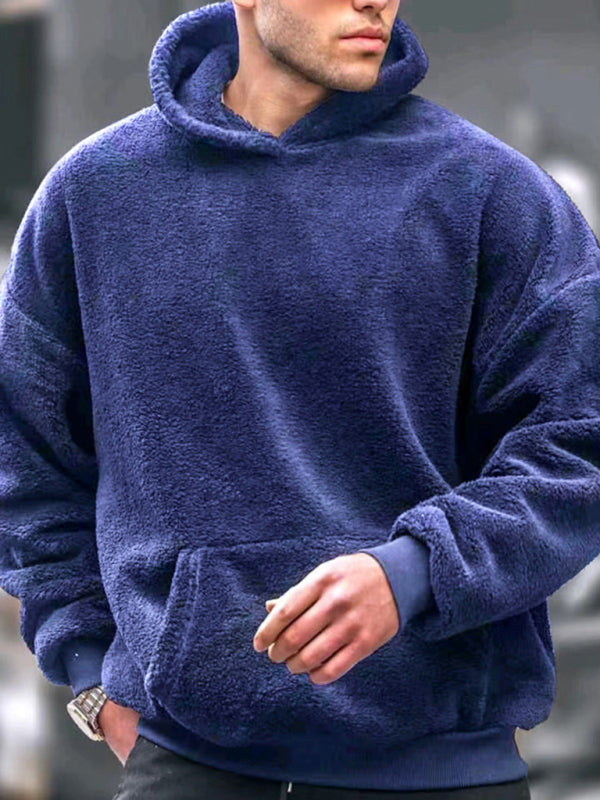 Men's Casual Plush Hooded Sweatshirt-warm and Comfortable