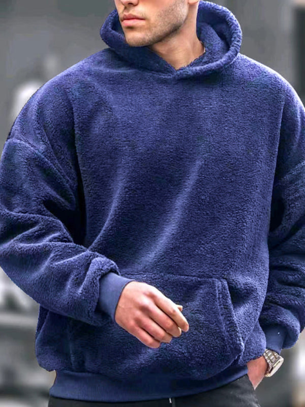 Men's Casual Plush Hooded Sweatshirt-warm and Comfortable