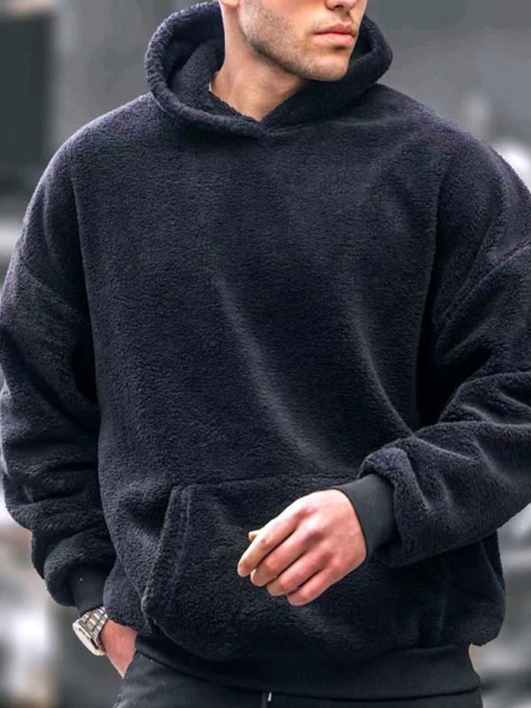 Men's Casual Plush Hooded Sweatshirt-warm and Comfortable