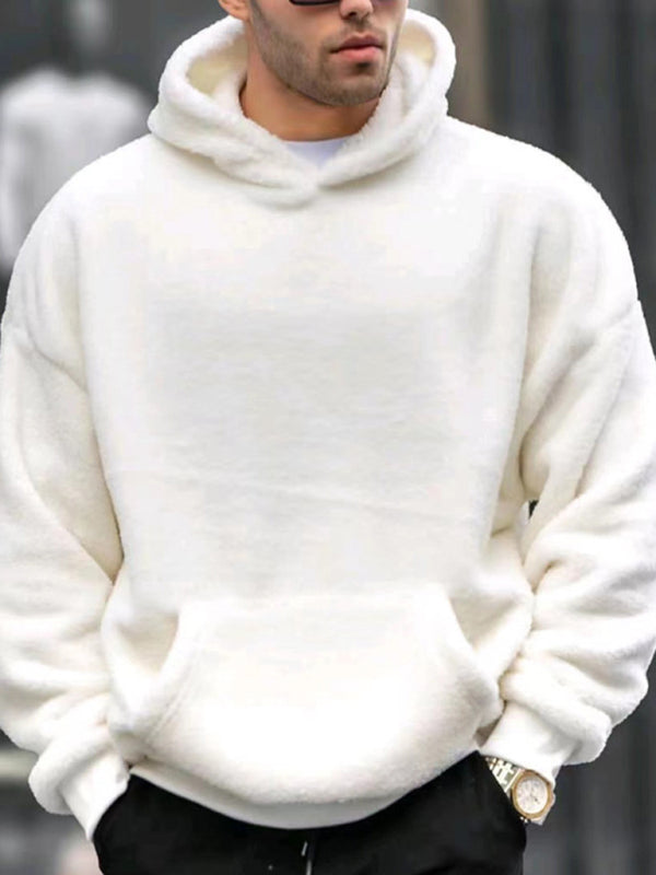 Men's Casual Plush Hooded Sweatshirt-warm and Comfortable