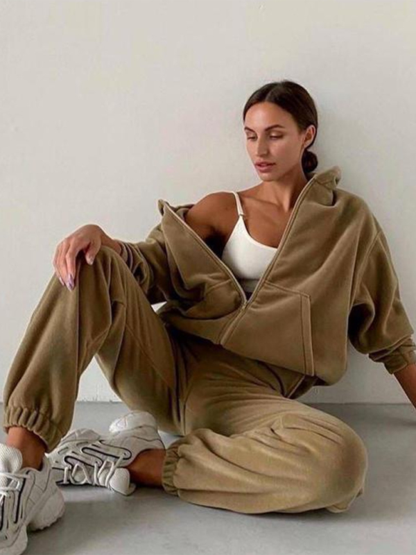 Casual Corduroy Hoodie Tracksuit Set -Fall Edition