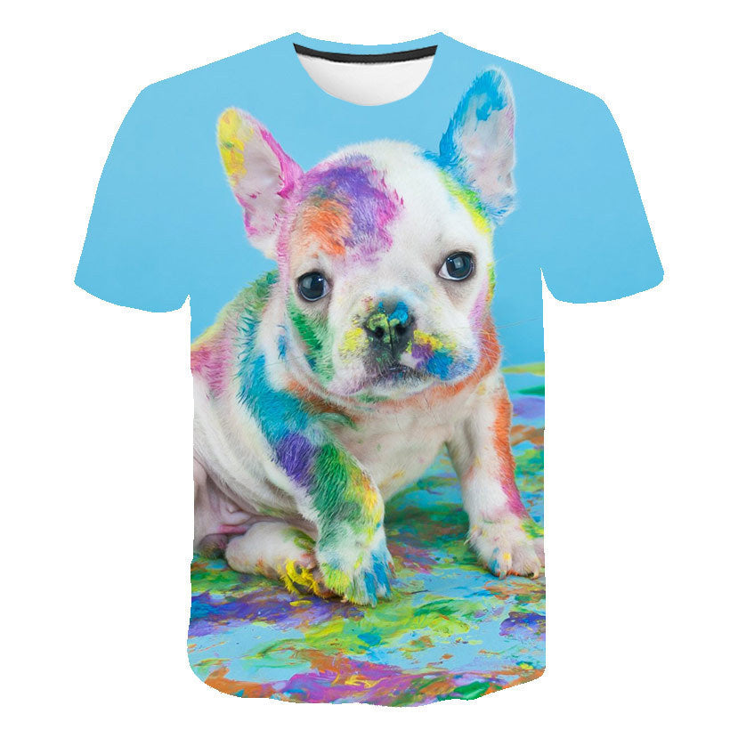 Tricou casual cu imprimeu cu pisici și câini - Model pentru copii