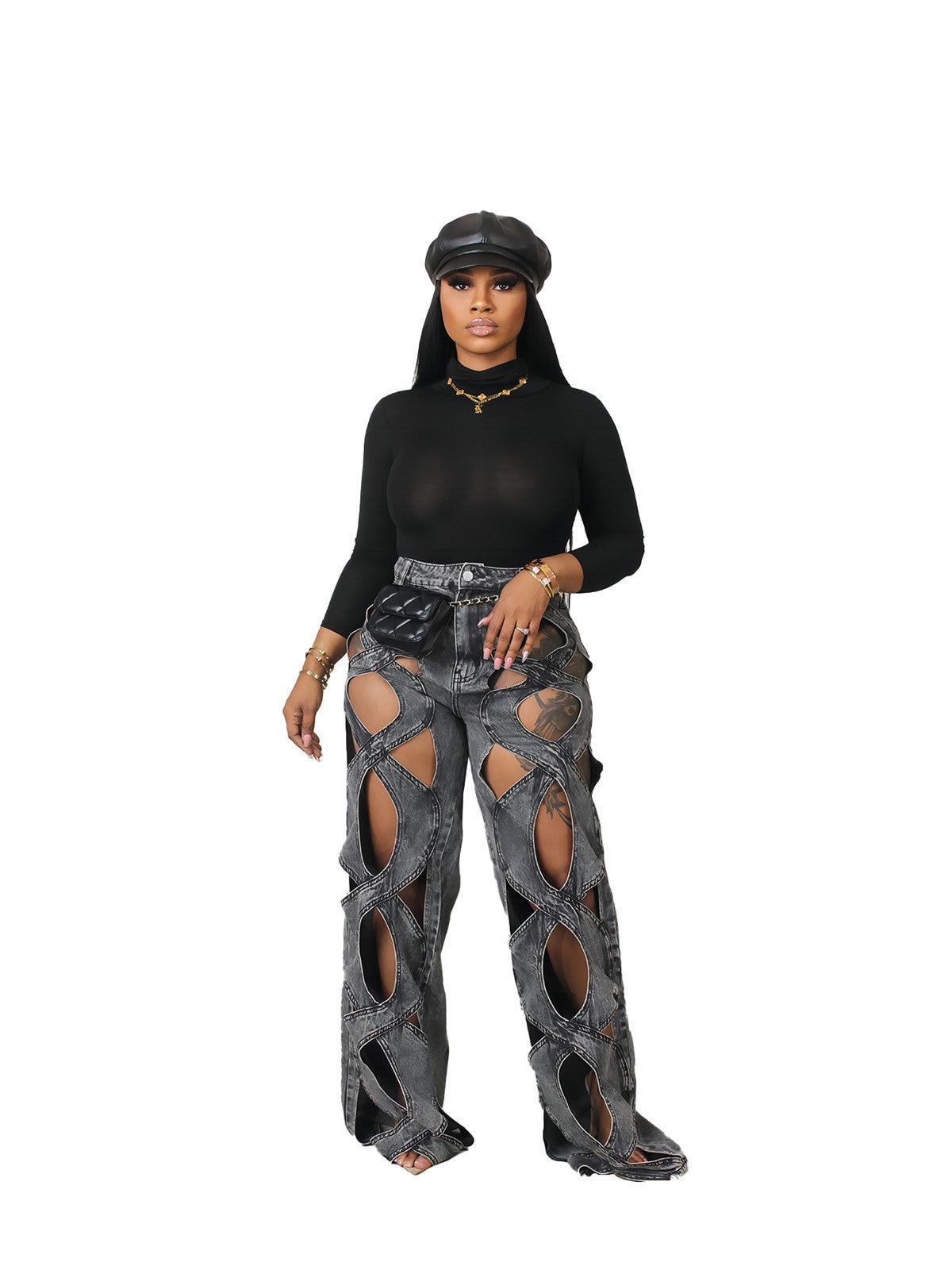 Cut- Out Love Twist Jeans-Edgy & Bold Stayle