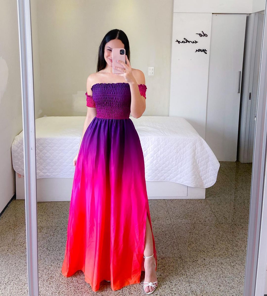 Off-Shoulder Rainbow Summer Dress-Casual Boho Style