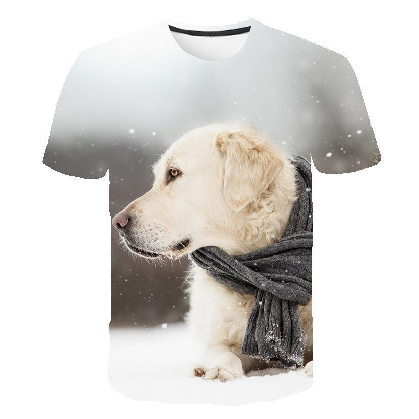 Tricou casual cu imprimeu cu pisici și câini - Model pentru copii