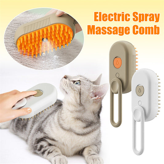 Electric Steam Brush for Cats and Dog-3in 1 Grooming and Massage Tool