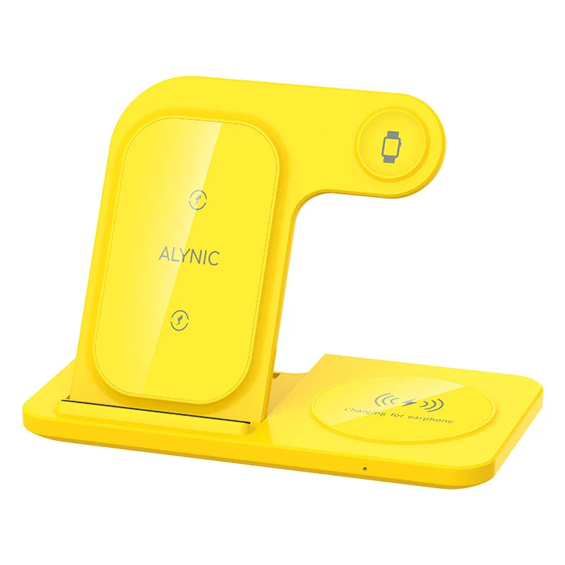 15W 3 In 1 LED Fast Wireless Charger Stand Foldable Charging Station For Smart Phone 15 14 13 12 11 IWatch 9 8 7 6 5 Airpods Pro