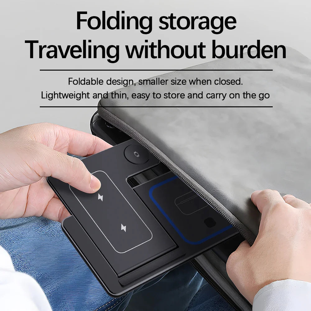 15W 3 In 1 LED Fast Wireless Charger Stand Foldable Charging Station For Smart Phone 15 14 13 12 11 IWatch 9 8 7 6 5 Airpods Pro