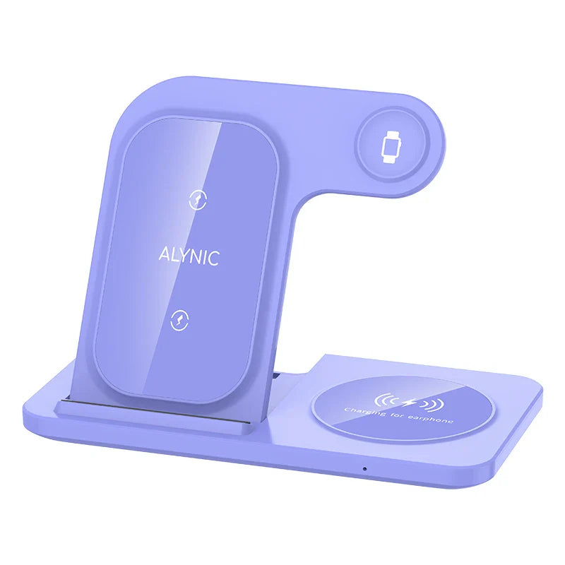 15W 3 In 1 LED Fast Wireless Charger Stand Foldable Charging Station For Smart Phone 15 14 13 12 11 IWatch 9 8 7 6 5 Airpods Pro