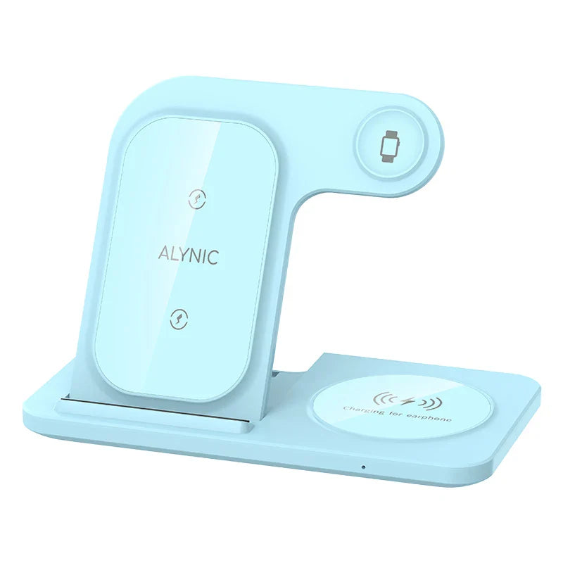 15W 3 In 1 LED Fast Wireless Charger Stand Foldable Charging Station For Smart Phone 15 14 13 12 11 IWatch 9 8 7 6 5 Airpods Pro
