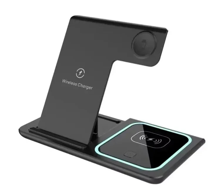 15W 3 In 1 LED Fast Wireless Charger Stand Foldable Charging Station For Smart Phone 15 14 13 12 11 IWatch 9 8 7 6 5 Airpods Pro