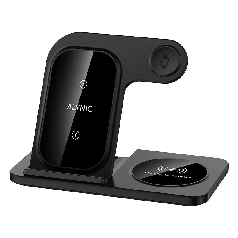 15W 3 In 1 LED Fast Wireless Charger Stand Foldable Charging Station For Smart Phone 15 14 13 12 11 IWatch 9 8 7 6 5 Airpods Pro