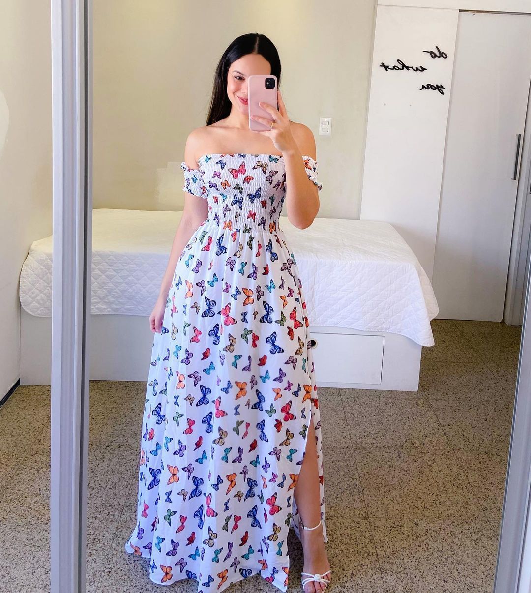 Off-Shoulder Rainbow Summer Dress-Casual Boho Style