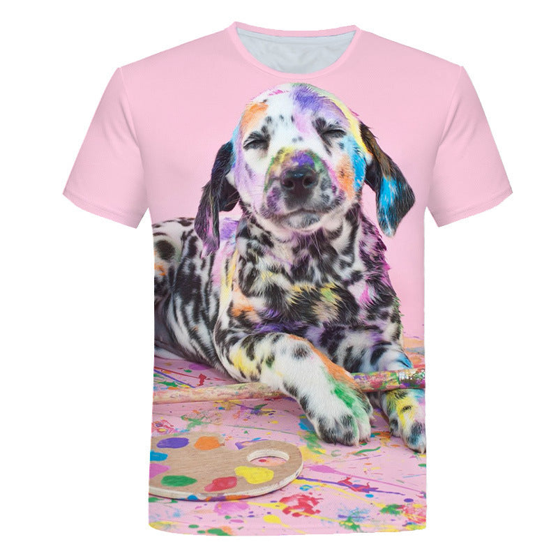 Tricou casual cu imprimeu cu pisici și câini - Model pentru copii
