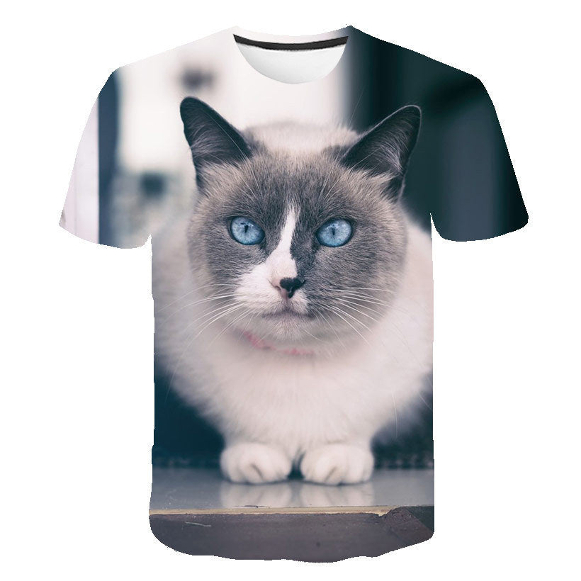 Tricou casual cu imprimeu cu pisici și câini - Model pentru copii
