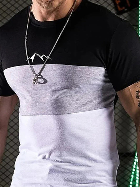 Men's Casual Stripe T-Shirt -Short Sleeve Round Neck Lightweight