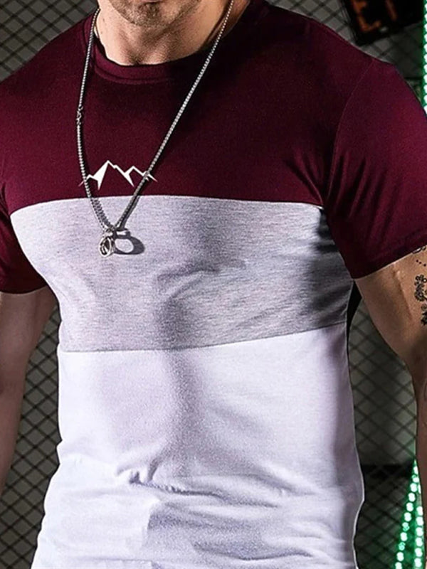 Tricou casual cu dungi pentru bărbați - mânecă scurtă, guler rotund, ușor 