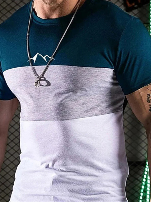 Tricou casual cu dungi pentru bărbați - mânecă scurtă, guler rotund, ușor 