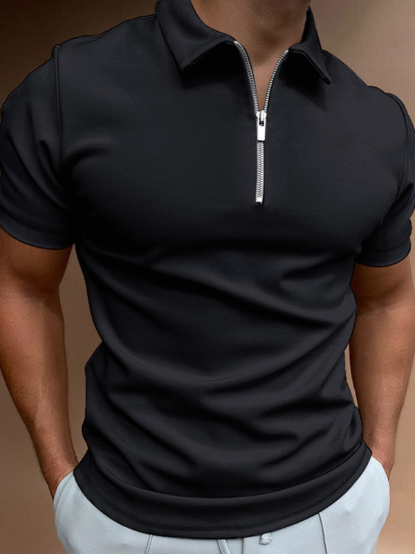 Men's Casual Polo T-Shirt with Zipper -Lightweight & Comfortable