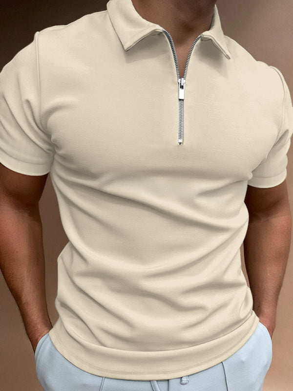 Men's Casual Polo T-Shirt with Zipper -Lightweight & Comfortable