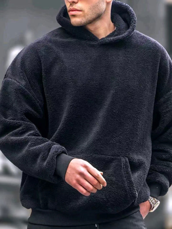 Men's Casual Plush Hooded Sweatshirt-warm and Comfortable