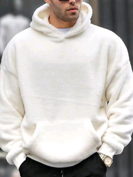 Men's Casual Plush Hooded Sweatshirt-warm and Comfortable
